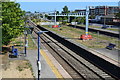 Newbury Racecourse station, looking east from the footbridge in RG14 5SS