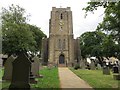 The Church of St John the Evangelist and part of the graveyard at Worsthorne in BB10 3FF