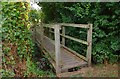 Footbridge in Shillbrook Wood near Bampton, Oxon in OX18 2EW
