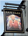 Sign for Cottles public house, Willington in DL15 0UU