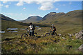 MTB cyclists on the Bridge of Grudie to Torridon hilltrack in IV22 2ET