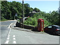 Telephone box on Glossop Road (A624), Little Hayfield in SK22 2NQ