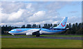 TUI aircraft at Edinburgh Airport in EH12 0AN