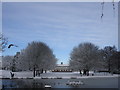 Rowheath Pavilion in the snow in B30 2DY