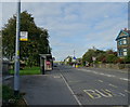 Bus stop and shelter on Burnley Road (A682), Goodshaw in BB4 8TN