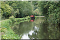 Solitary moored narrowboat on the Staffordshire & Worcestershire Canal in DY11 5XJ