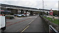 Long train on a railway viaduct, Swansea in SA1 7EX