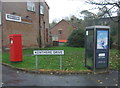 Elizabeth II postbox and telephone box on Kentmere Drive, Cherry Tree in BB2 5BX