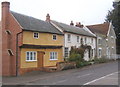 Row of houses by the little square, Bildeston in IP7 7AP