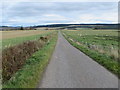 Minor road sandwiched between arable and grazing land heading for Swailend and Raemore in AB56 5UL