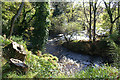 Lively waters below a weir on the Lossie flowing eastwards in IV30 4NE