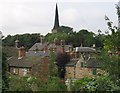 Wentworth - Church spire across rooftops from Clayfield Lane in S62 7TA