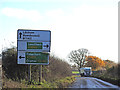 Roadsignage on the B1145, approaching the A1065 in PE32 2SA