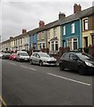 Cars and houses, High Street, Rhymney in NP22 5BW