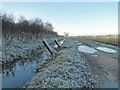 Frosty lane and drainage ditch on Mustard Hyrn in NR29 4RD