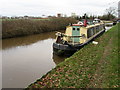 Narrow boat moored West of Hurleston Bridge in Stoke and Hurleston