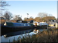 Moored canal boats at Ratho in EH28 8PD