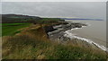 View W along coastal path approaching Kilve Pill in TA5 1EG