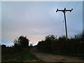 Bridleway and power lines at dawn in WF9 1BA