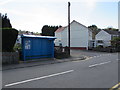 Blue bus shelter, Llantwit Road, Llantwit, Neath in SA11 3HP