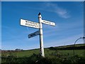 Direction Sign - Signpost north east of Boderwennack, Wendron Parish in TR13 0NS