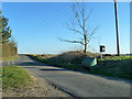 Bins at rural road junction in CB11 4HD