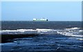 Low tide reef and passing ship in TS13 5BY