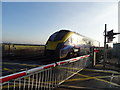 Hull Trains Class 180 approaching Broomfleet Level Crossing in HU15 1RQ