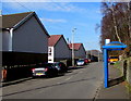 Blue bus shelter, Cardiff Road, Merthyr Vale in CF48 4QN