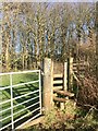 Gate, stile and woodland in SA3 1LN