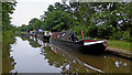 Working narrowboat on the Shebdon Embankment in Staffordshire in ST20 0PY