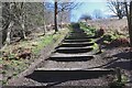 Stepped path up to railway walk, Roslin Glen in EH25 9PY