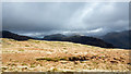 Peat bank and moorland close to summit of Middle Fell in Wasdale