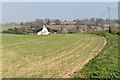 Newly-sown cereal crop on the edge of Erwarton in Arwarton