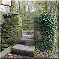 Gate on the footpath beside Afon Ysgethin in LL43 2AG