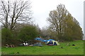 Protester's camp on farmland near Harvil Road in UB9 6JL