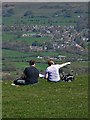 Ramblers resting on Shatton Moor in Brough and Shatton