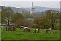 View across fields towards Hope cement works in S33 9JT