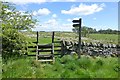 Stile and footpath sign in NE48 3HP