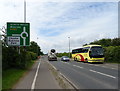 Wrexham Road (A483) approaching roundabout in CH4 7FR