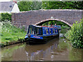 Narrowboat at Brookhay Bridge near Fradley South, Staffordshire in WS13 8RQ