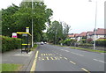 Bus stop and shelter on Upton Road (A5027) in CH43 9UQ