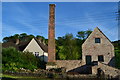 Chimney of former wool mill, Croscombe in BA4 4JB