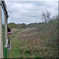 Looking back from train on the Sittingbourne and Kemsley Light Railway in ME10 3RP