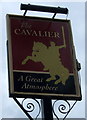 Sign for the Cavalier public house, Kidderminster in DY10 3XS