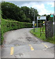 Public footpath sign at the NE corner of the university campus, Lampeter in SA48 7HU