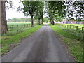 Fence-lined track to Manor Farm, East Tanfield in HG4 3FB