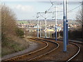 Looking down the tram tracks towards Crystal Peaks in S20 7LL