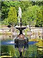 Fountain in the Lily Pond at Haigh Country Park in WN2 1LS