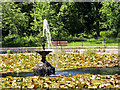 Ornamental Fountain and Lily Pond at Haigh Country Park in WN2 1LS